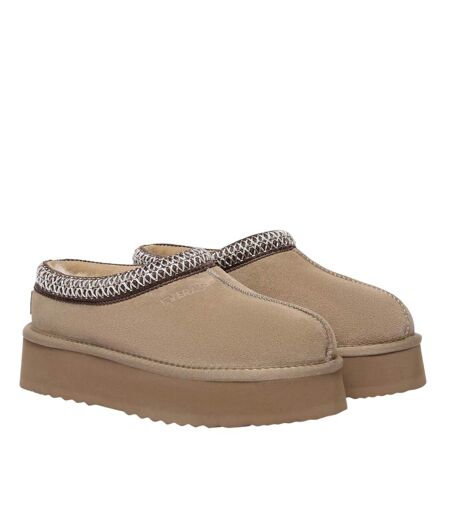 Womens/ladies Wonga Leather Slippers Sand EverAu