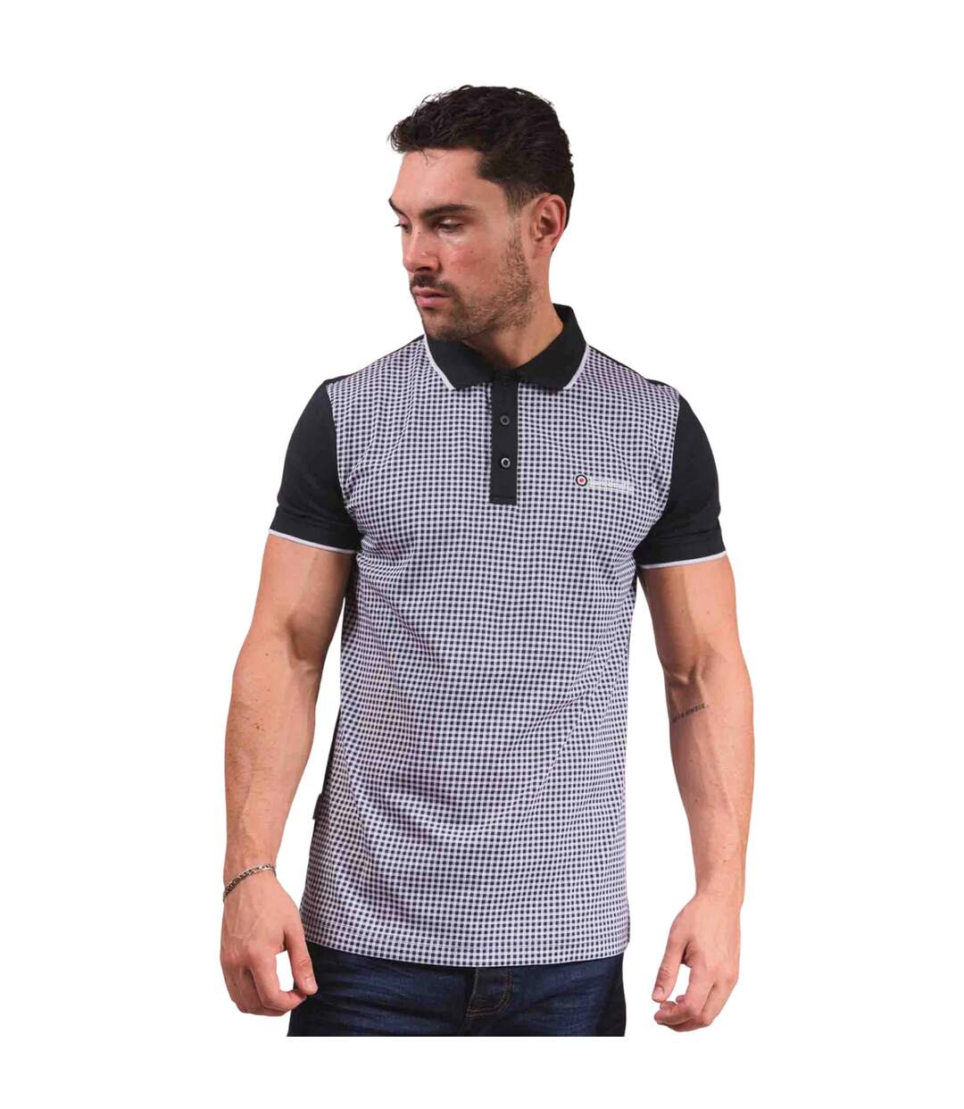 Polo Motif/style À Carreaux Homme Bleu Marine Lambretta-4
