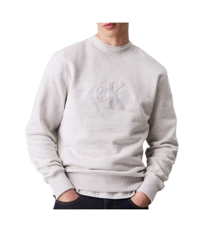 Sweat Gris Homme Calvin Klein Jeans Chenille Monologo - L