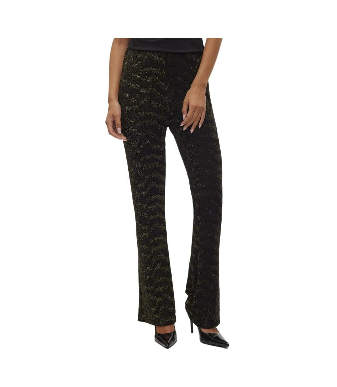 Pantalon noir/doré femme vero moda lucy hw glitter-1