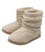 Ladies Teddy Fleece Bootie Slippers Oatmeal Taupe Warm UK 3-8-1