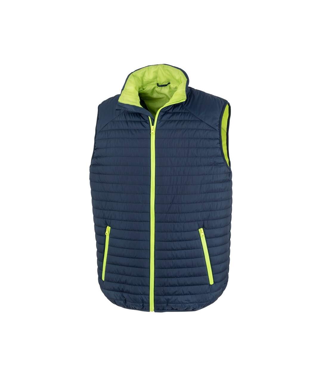 Unisex adult gilet navy/lime green Result-1