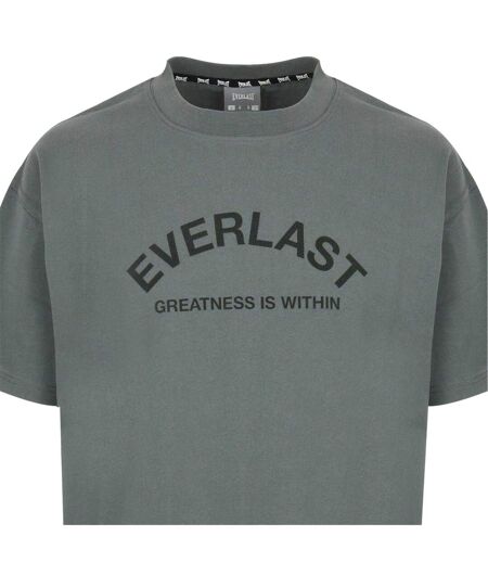 Mens Flock Print Cotton T-shirt Grey Everlast