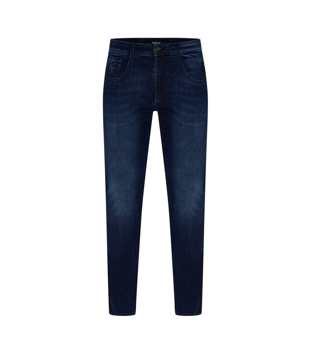 Mens Anbass Cotton Blend Slim Jeans Dark Blue Replay-1