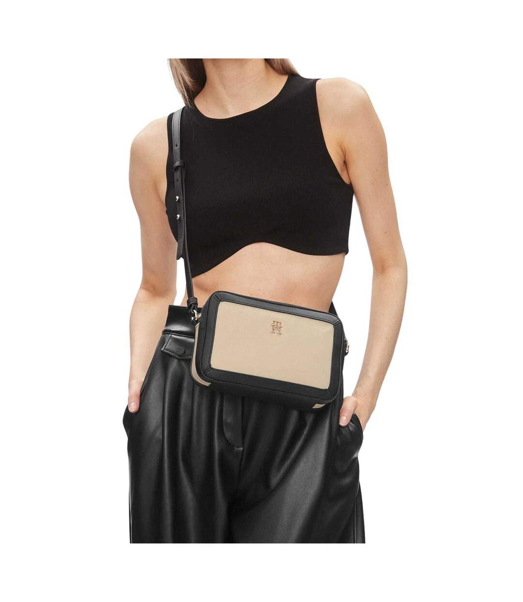 Sac À Main Femme Taille Unique Crème Noir Tommy Hilfiger-1