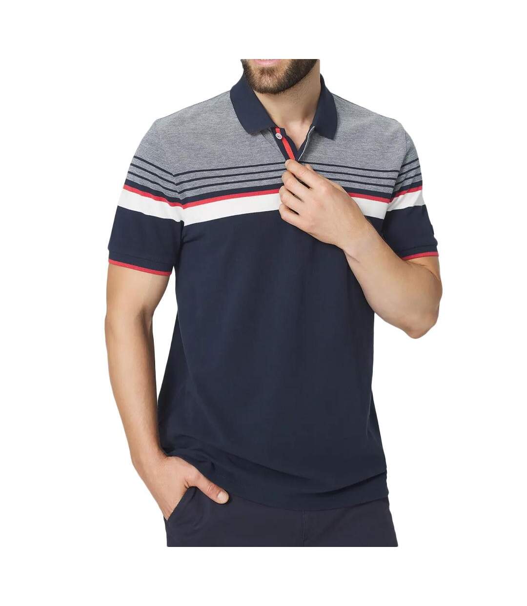 Polo marine/blanche/rose homme tbs  eltonpol-1