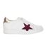 Womens/ladies Edriss Metallic Star Canvas Platform Trainers White Red Dune London-1