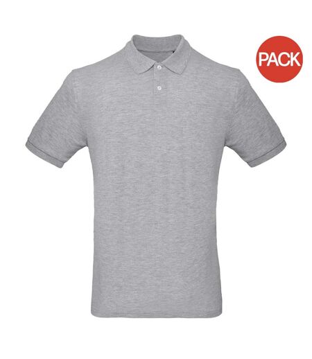 Pack of 2  Mens inspire polo  taupe gray B&C