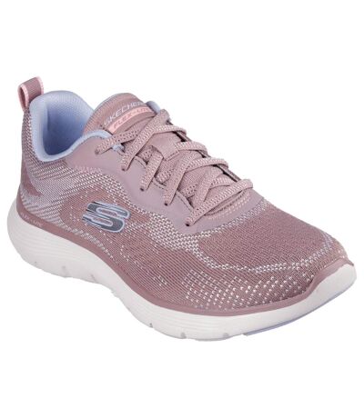 Womens/ladies Flex Appeal 5.0 Crusing Thru Trainers Mauve Light Blue Skechers