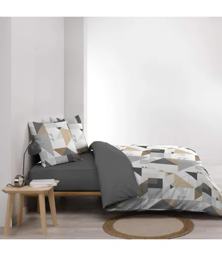 Parure de Lit 3 Pièces Trigone 240x220cm Gris