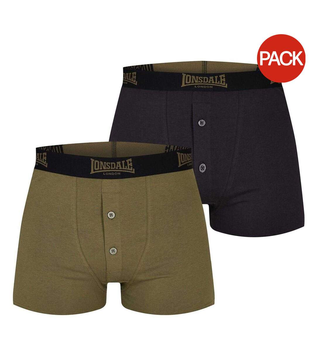 Boxers Homme Noir Kaki Lonsdale-2