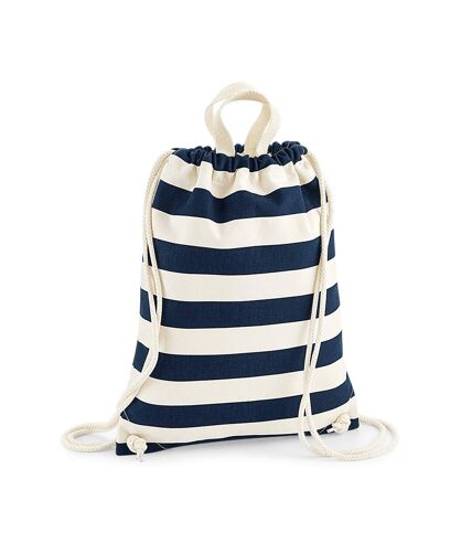 Ladies/womens nautical gymsac one size natural/navy Westford Mill