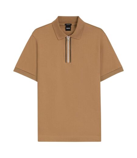 Mens Short-sleeved Polo Shirt Medium Beige Boss