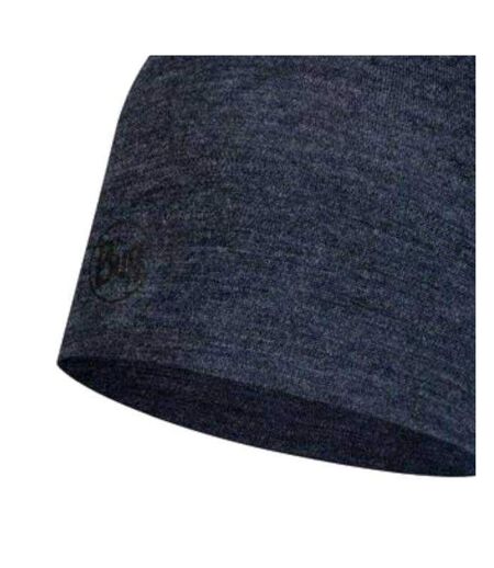 Merino Wool Beanie Navy Blue Buff