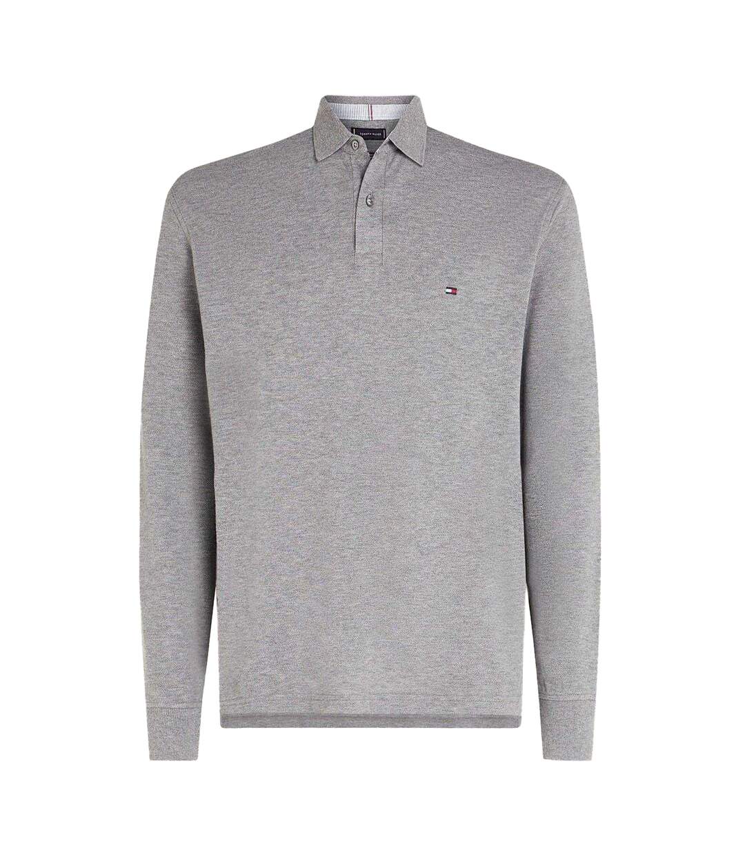 Mens Logo Long-sleeved Polo Shirt Medium Grey Tommy Hilfiger-2