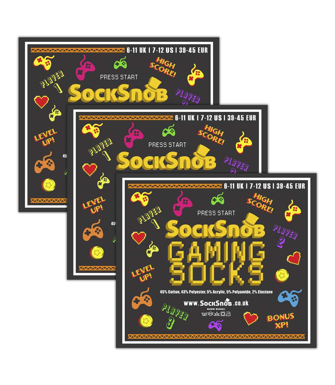 9 Pairs Mens Retro Gaming Socks Cotton Rich Arcade Gamer Novelty Gift-2