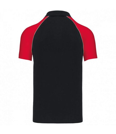 Kariban Mens Contrast Pique Baseball Polo Shirt (Black/Red) - UTPC6389
