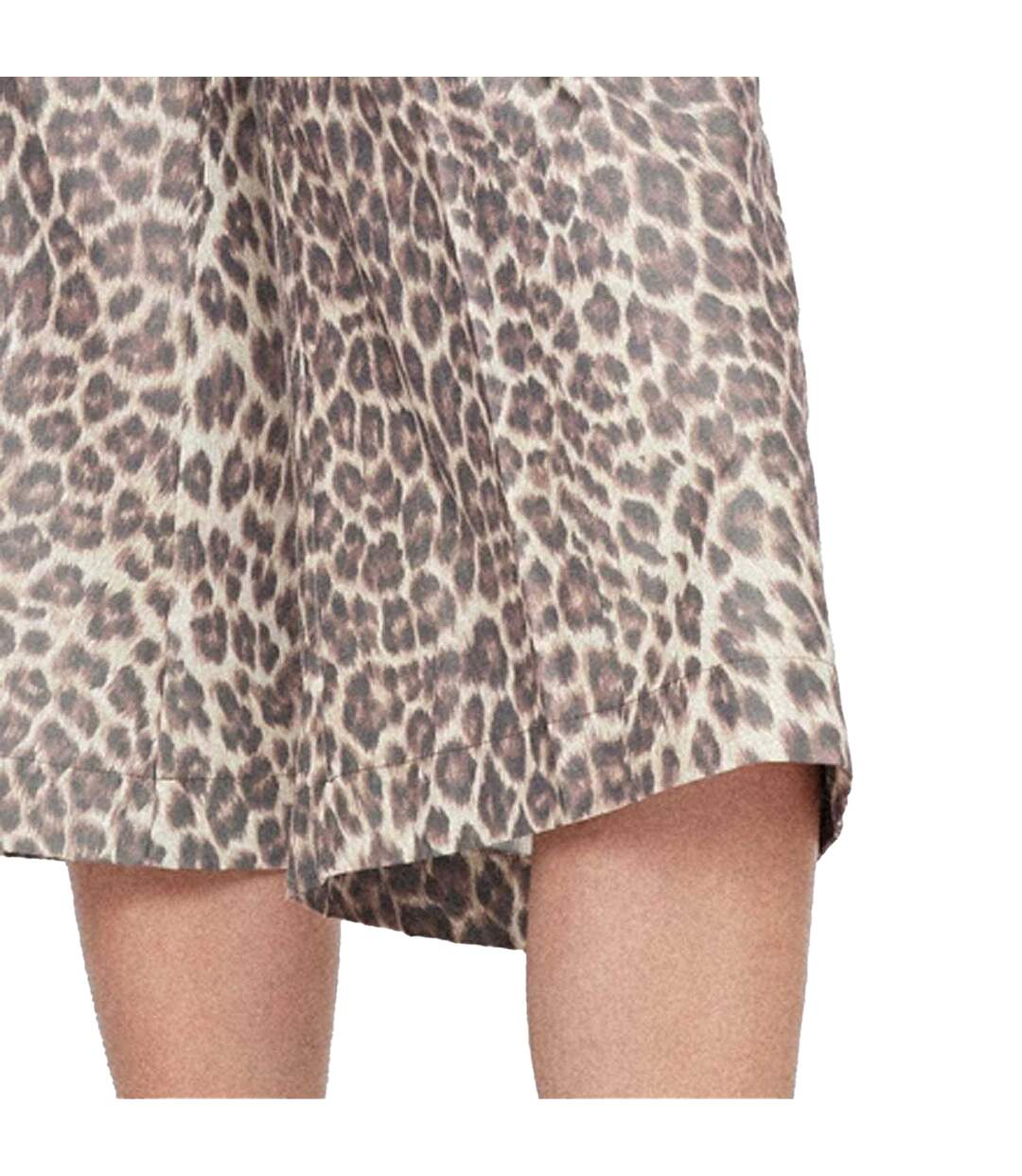 Womens/ladies Tanimala Leopard Print Shorts Beige Brown Black Boss-3
