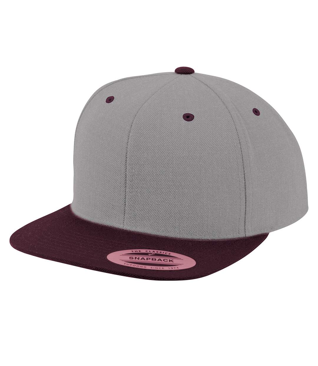Casquette Ajustable Classic Gris Chiné Pourpre Yupoong-1