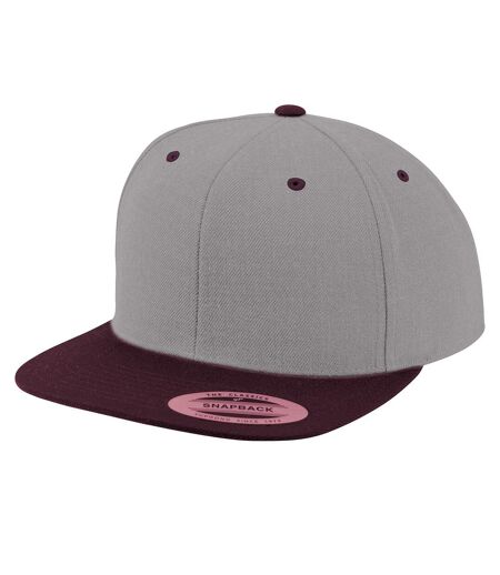 Casquette Ajustable Classic Gris Chiné Pourpre Yupoong