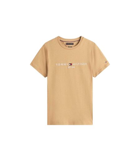 Womens/ladies Chest Logo Crew Neck T-shirt Camel Tommy Hilfiger