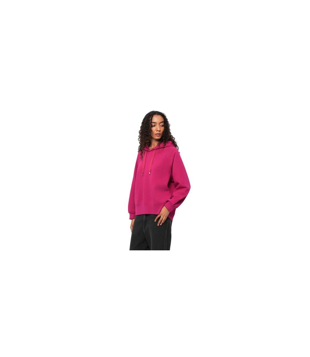 Womens/ladies Motion Plain Hoodie Pink Head-1