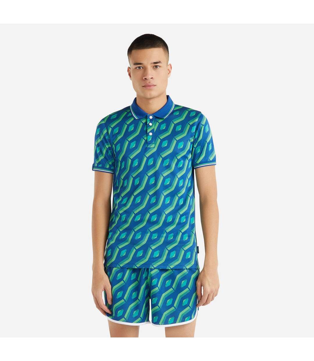 Mens Jacquard Polo Shirt Multicoloured Quetzal Green Umbro-1