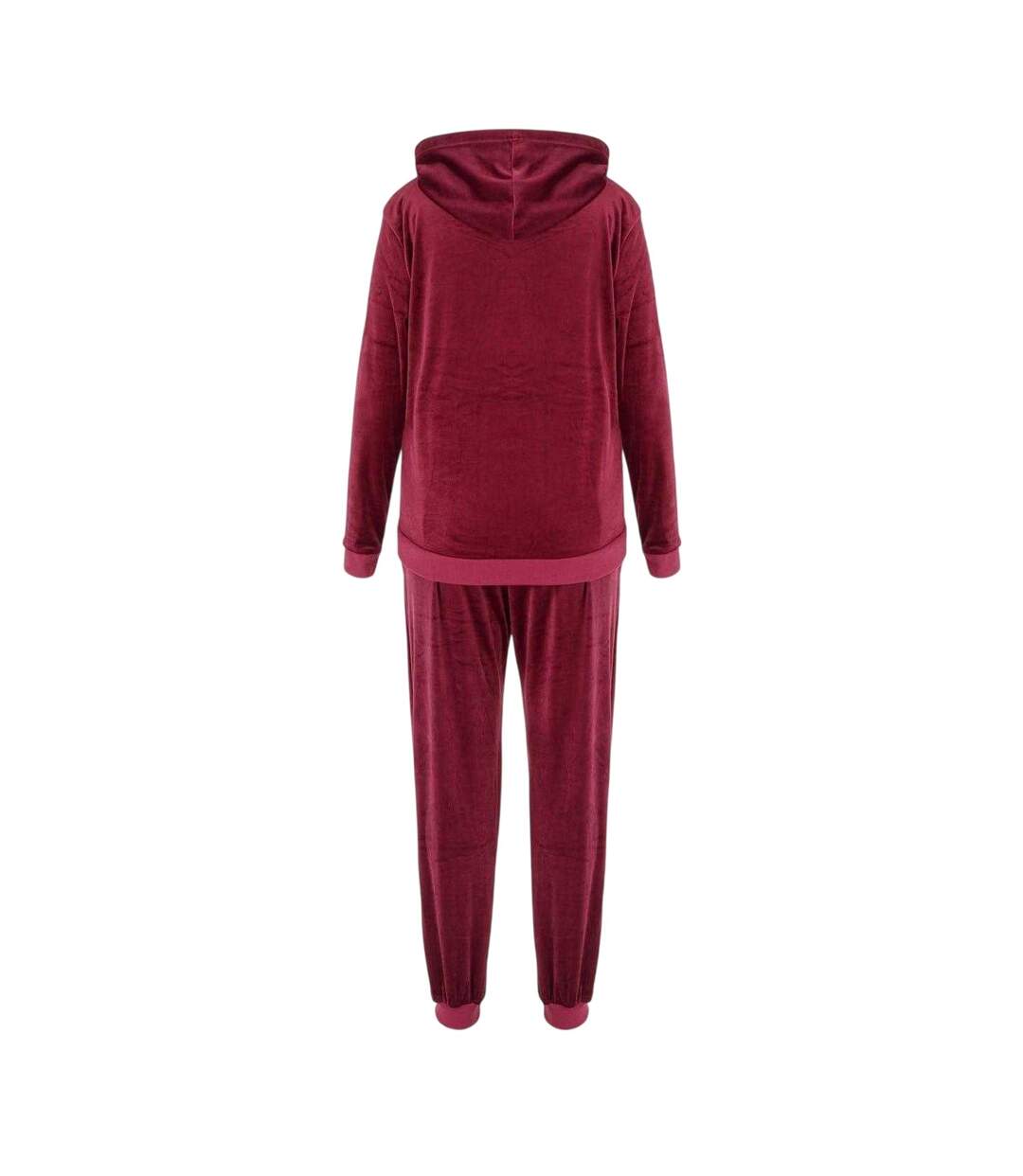 Womens/ladies Velour Tracksuit Set Fuchsia Miso-2