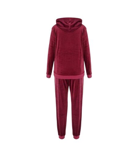 Womens/ladies Velour Tracksuit Set Fuchsia Miso