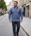 CHALLENGER CH5004 — Chemise à carreaux manches longues bleu et beige : coupe confort en pur coton-5