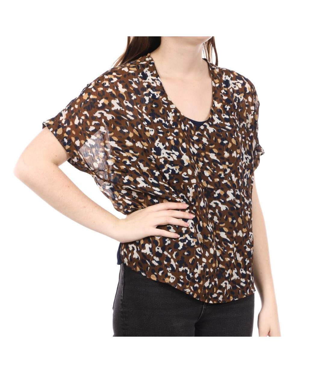 Blouse Marron léopard Femme Only Soph - S-1