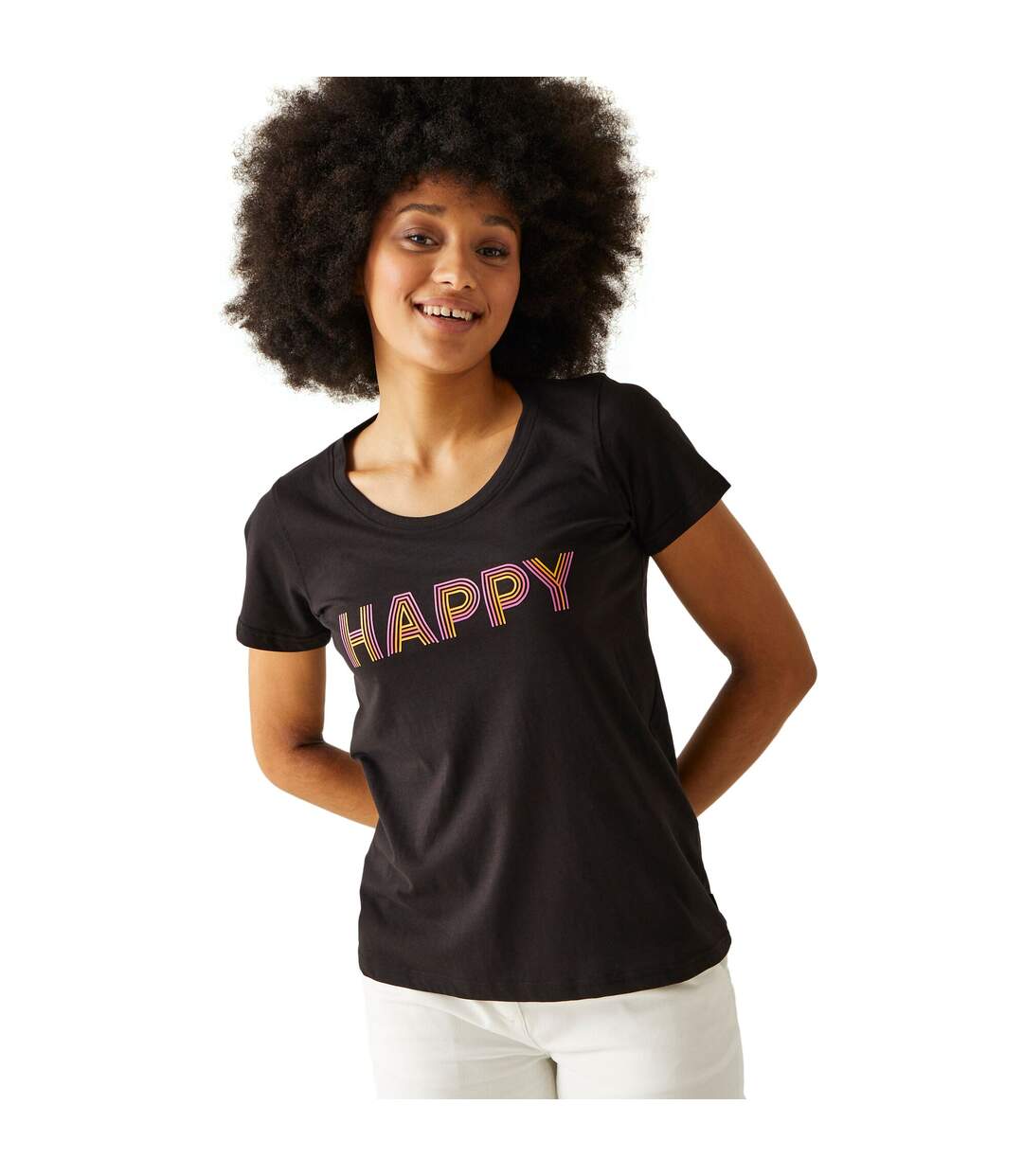 Womens/ladies Fingal Viii Enjoy Every Moment T-shirt Black Regatta-4