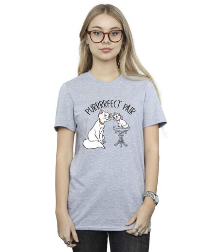 Disney Femme/Les femmes The Aristocats Purrfect Pair T-Shirt Boyfriend en coton (Gris sportif) - UTBI10499