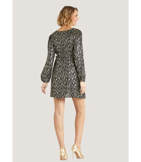 Robe courte motif métallisé col V