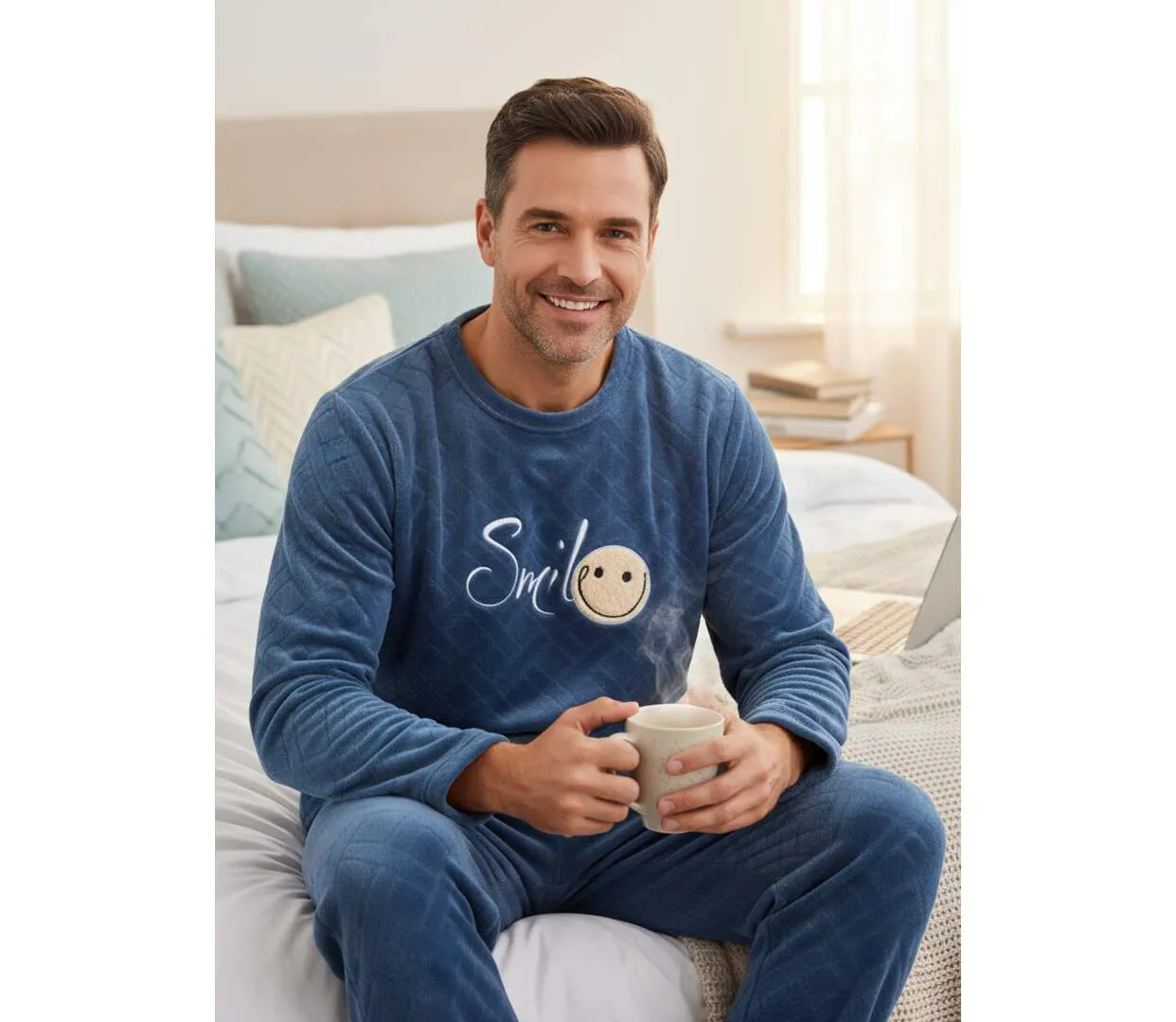 Pyjama Homme Hiver Polaire Doux SMILE-4