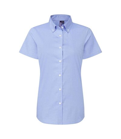 Womens/ladies supreme oxford short-sleeved formal shirt oxford blue Premier