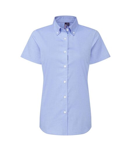 Womens/ladies supreme oxford short-sleeved formal shirt oxford blue Premier