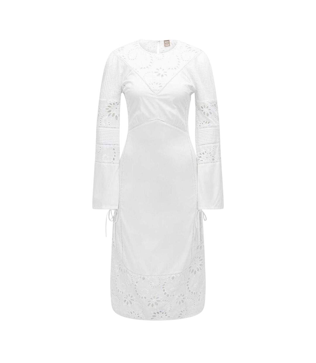 Robe Mi-longue Motif/style Broderie Femme Blanc Boss-1