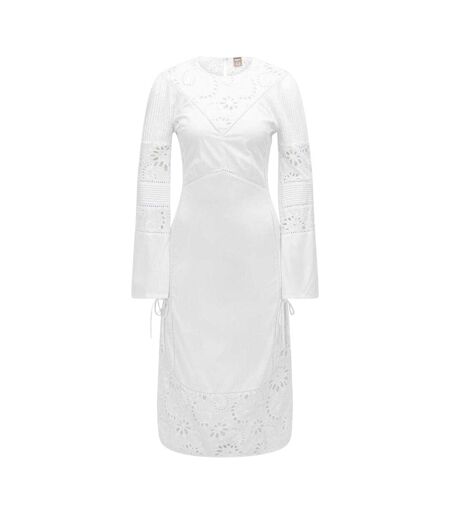 Robe Mi-longue Motif/style Broderie Femme Blanc Boss