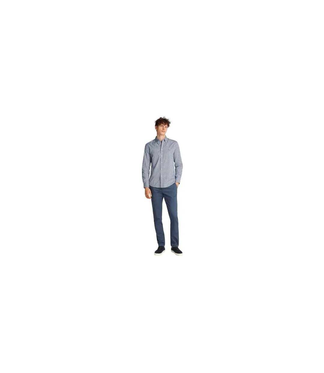 Mens Checked Regular Long-sleeved Shirt Sweet Blue Tommy Hilfiger-1