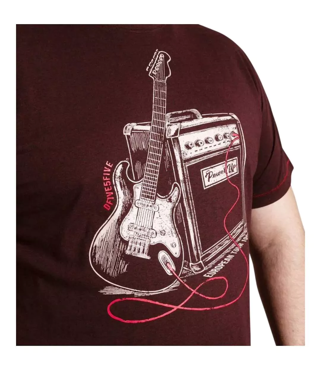 T-shirt Motif Guitare Barnsley Homme Bordeaux Chiné Duke-4