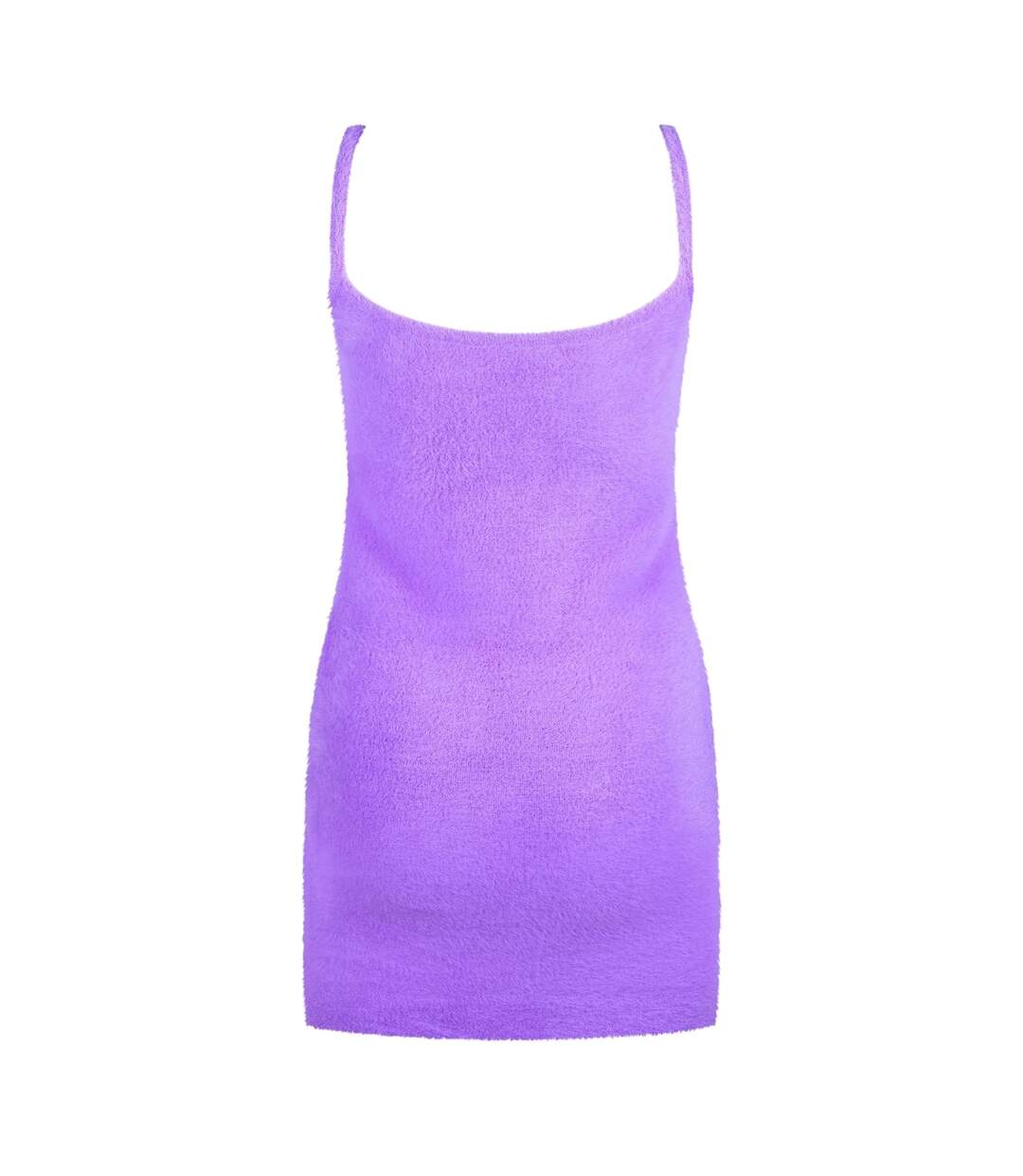 Womens/ladies Touch Carefully Fuzzy Mini Dress Violet White Off White-2
