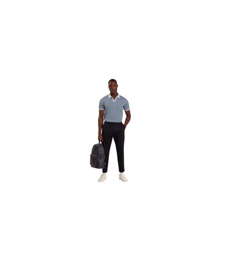 Mens Geometric Jacquard Collared Polo Shirt Dark Blue Ted Baker