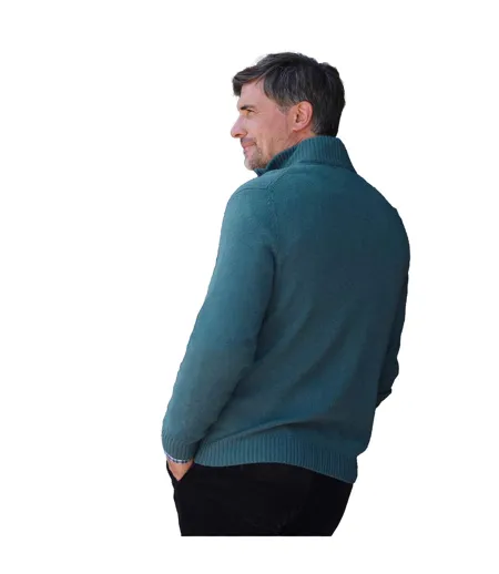 Pull À Col Zippé En Laine D'agneau Pour Hommes Turquoise Pâle WoolOvers