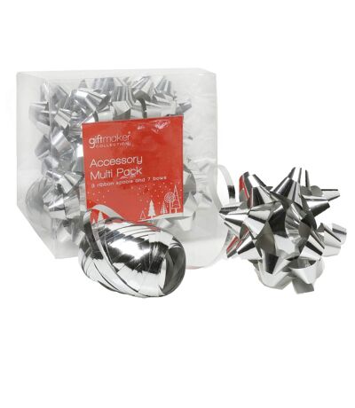 Christmas Shop - Rubans et nœuds pour cadeaux (Lot de 10) (Argent) (Taille unique) - UTRW3825