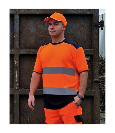 Mens Hi-vis Two Tone T-shirt Orange Navy Yoko