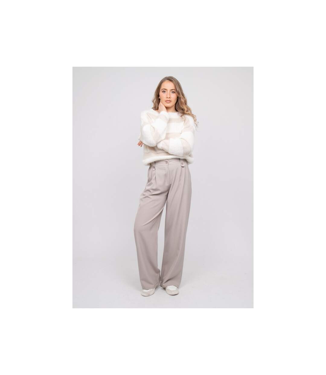 Pull rayures larges maille duveteuse KLODEL - Dona X Lisa-4