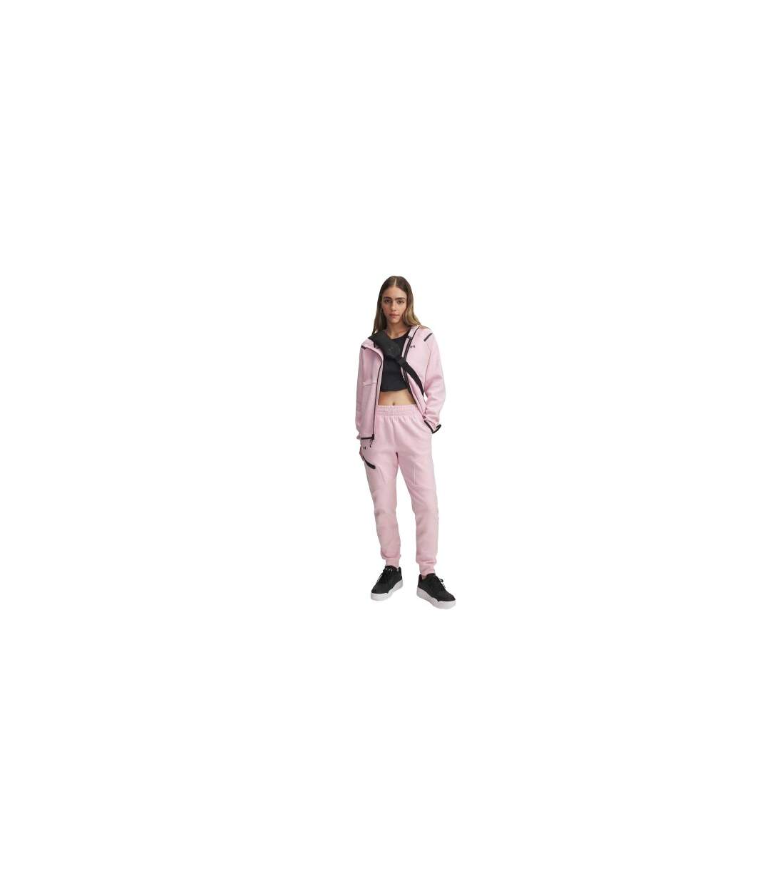 Womens/ladies Performance Fleece Athletic Joggers Pink Under Armour-1