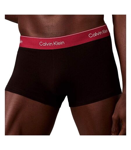 x3 boxers noir/rose/bleu homme calvin klein rise trunk