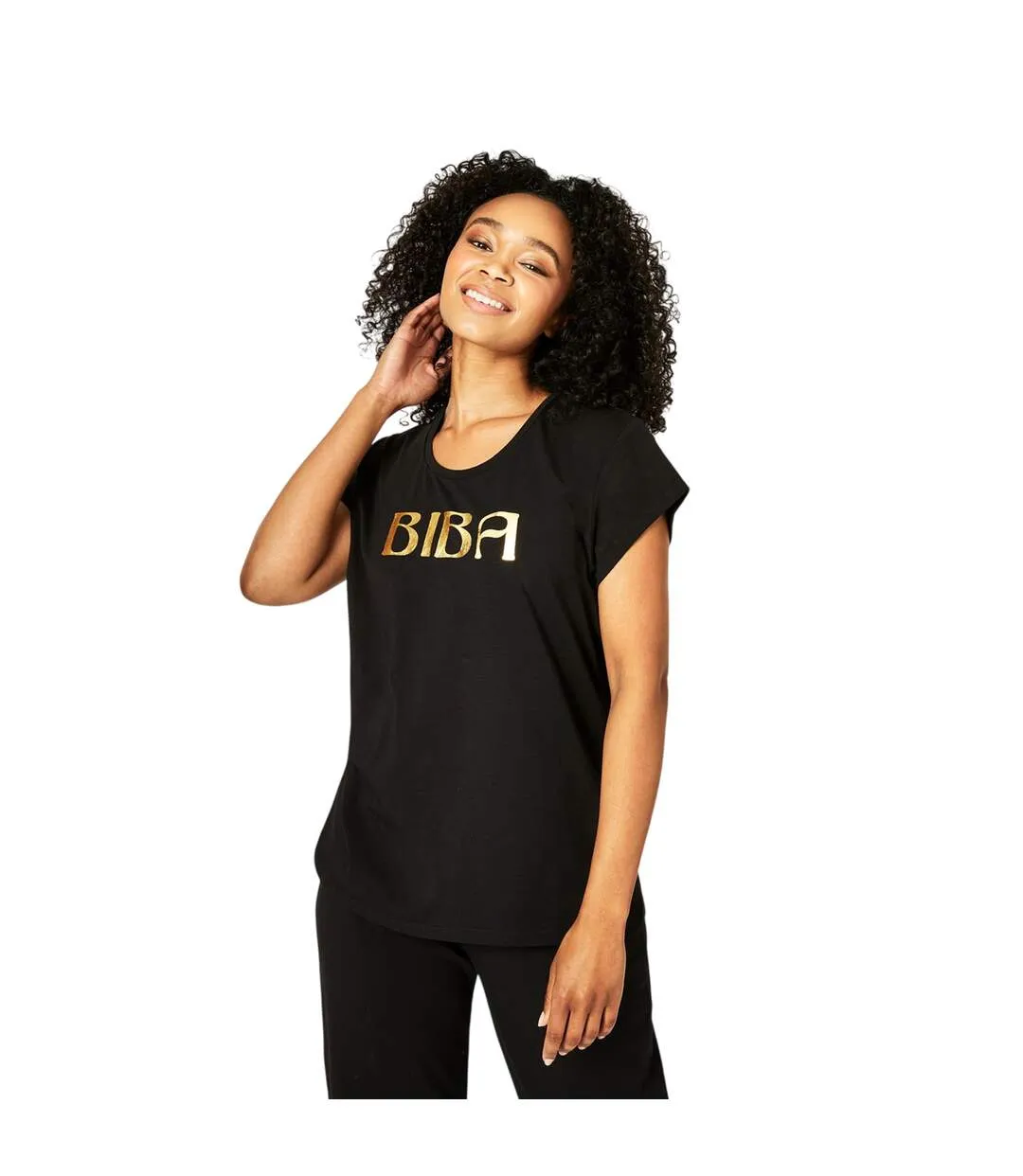 T-shirt Motif/style Logo Femme Noir Biba-4